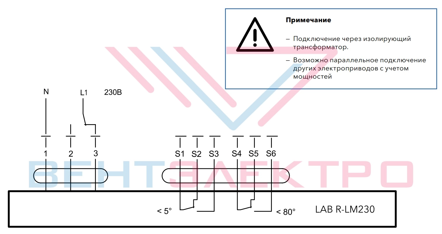 Схема подключения привода LAB R-LM230 ENSO