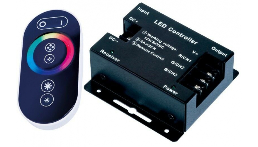 RGB контроллер FL-FPC Controller RGB-micro RF 10B 3x2A DC12V/24V 72W/144W + радиопульт